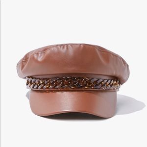 New! Faux Leather Cabby Hat